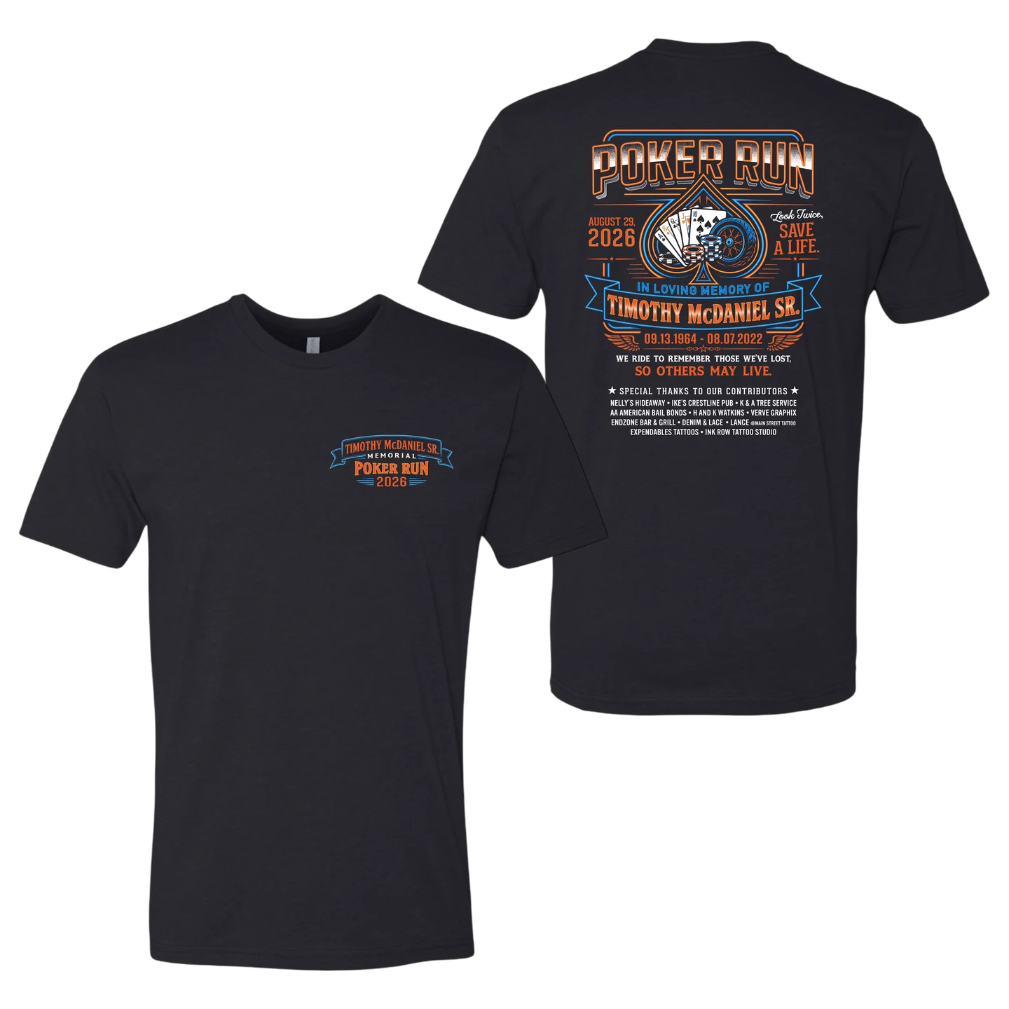 Official event T-shirt, front and back
